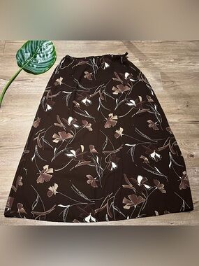 🟤 Vintage 90’s Principles Collections Brown Floral Maxi Skirt